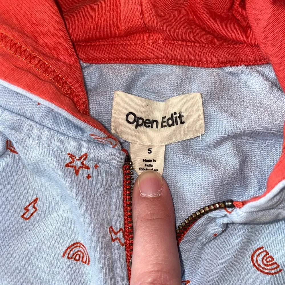 Open Edit Zip-Up Hoodie - Light Blue‎ and Red - Picture 3 of 3